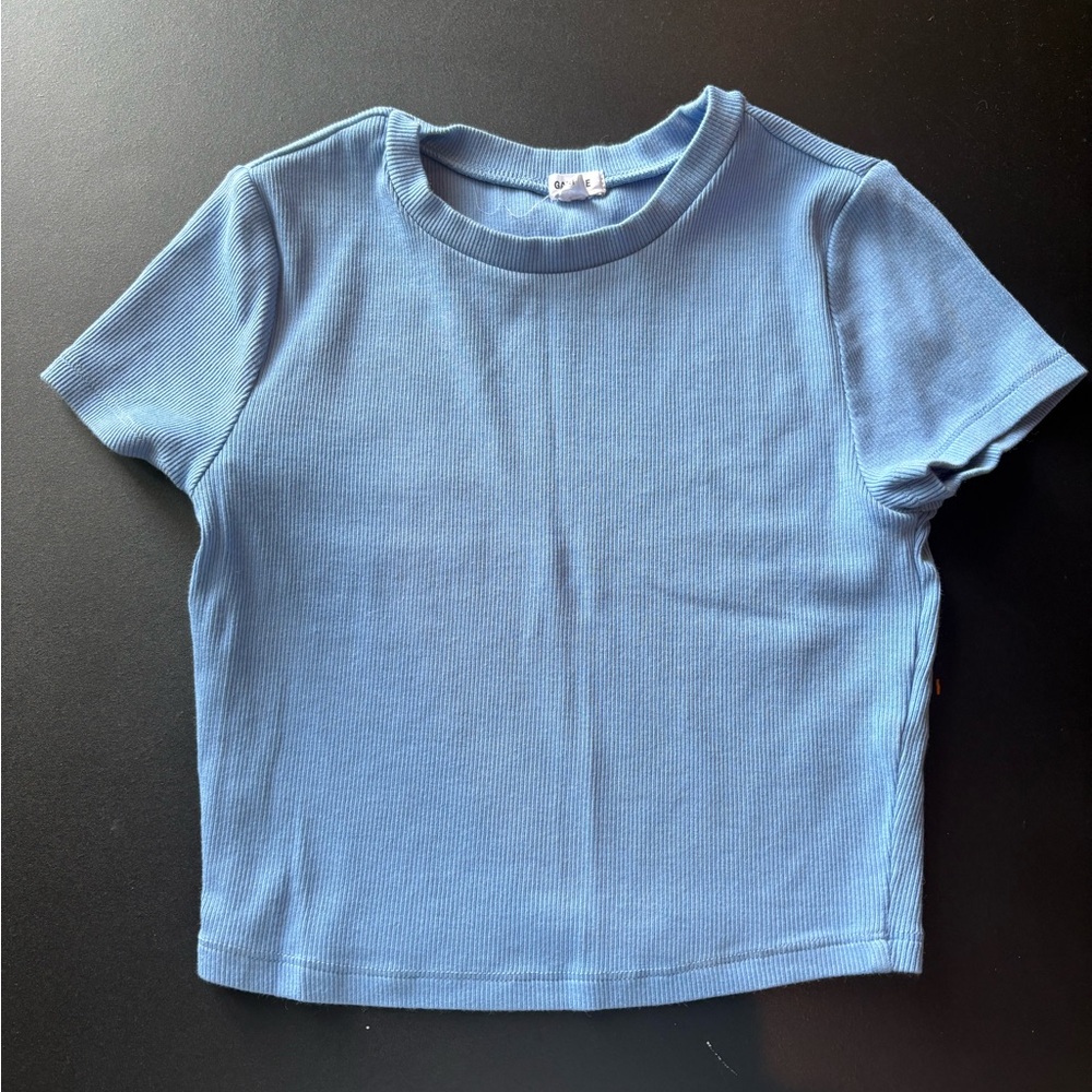 Garage Blue Ribbed Cropped T Shirt In Size XS In Good Condition